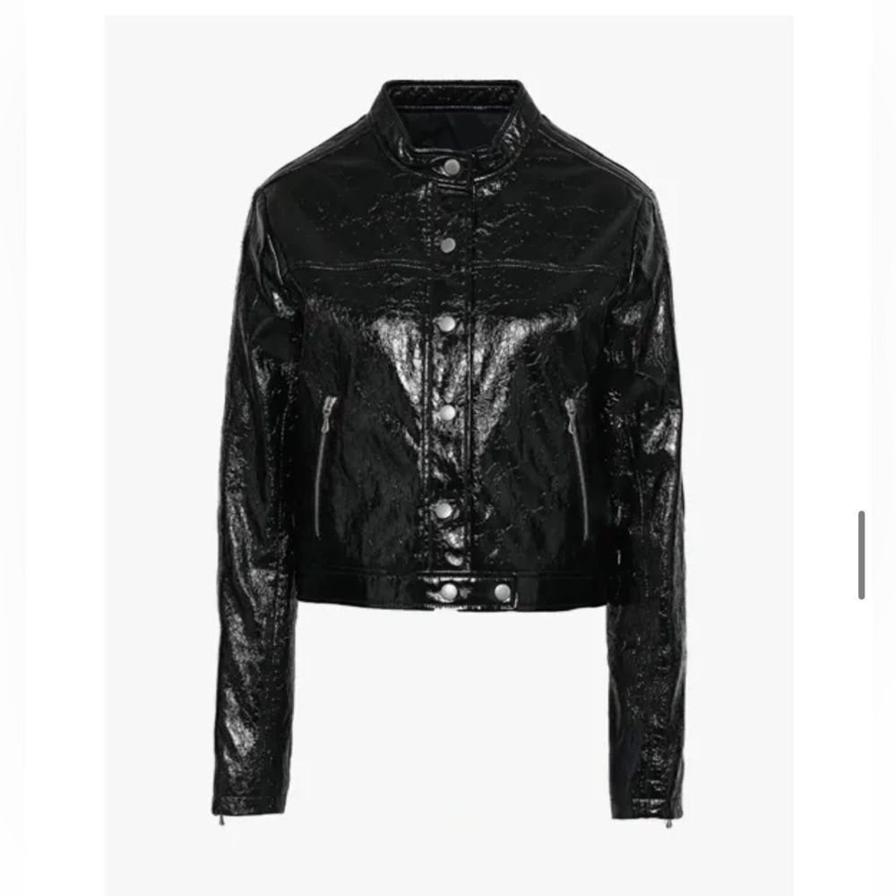 Rag & Bone Toni cropped cracked patent leather jacket